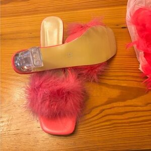 Pink Fluffy Slide Sandals